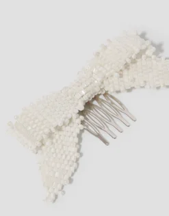 Beaded Bow Comb Hair Clip