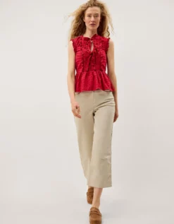 Bea Sleeveless Gingham Frill Top Pink