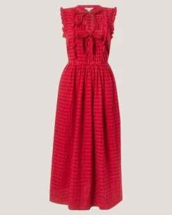 Bea Sleeveless Gingham Midi Dress Pink