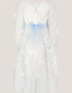 Beatrice Floral Embroidered Tulle Dress Ivory