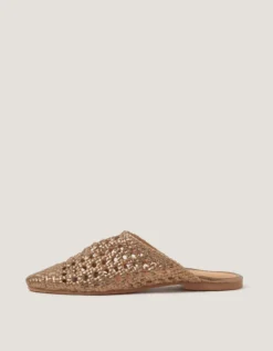 Bella Braided Leather Slipper Sandals Gold