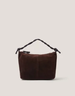 Beth Twist Handle Suede Bag