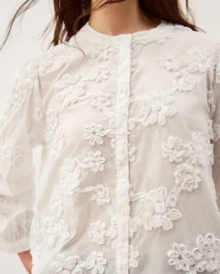 Blair Floral Embroidered Blouse White