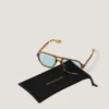 Blue-Tinted Tort Aviator Sunglasses