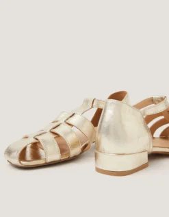 Bobbi Fisherman Leather Sandals Gold