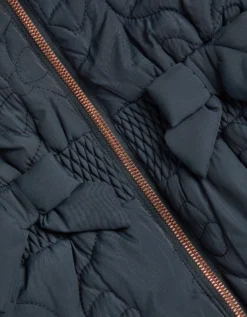Bonnie Bow Quilted Puffer Coat Blue