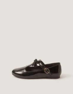 Bow Patent Mary Jane School Shoes Black