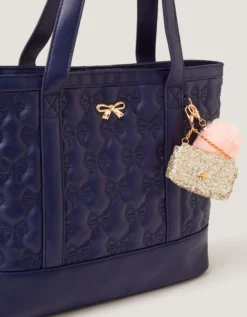 Bow Quilted School Tote Bag