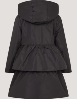 Bow Ruffle Shower Resistant Jacket Black