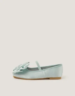 Bow Satin Ballet Flats Green