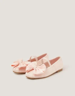 Bow Satin Ballet Flats Pink