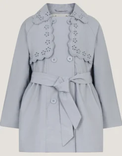 Broderie Shower Proof Trench Coat Blue