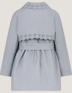 Broderie Shower Proof Trench Coat Blue