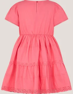 Broderie Tiered Dress Pink