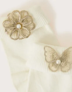 Butterfly and Flower Socks Set of Two Multi