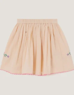 Butterfly & Floral Embroidered Skirt Ivory