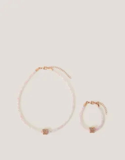 Butterfly Tube Necklace and Bracelet Set