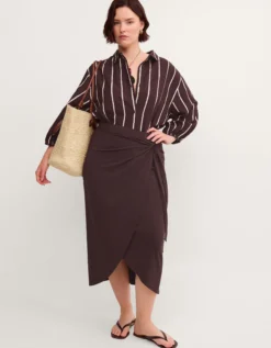 Callie Thorpe x Monsoon Jersey Sarong Skirt Brown