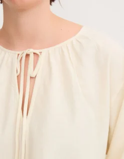 Callie Thorpe x Monsoon Tie Linen Blend Top Natural