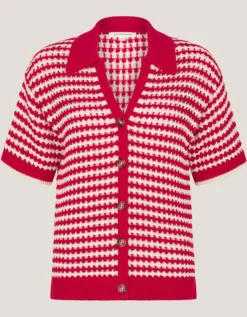 Cally Stripe Collar Jumper Red