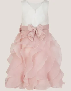 Cancan Sleeveless Bow Ruffle Dress Pink
