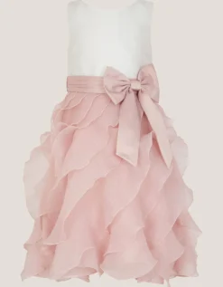 Cancan Sleeveless Bow Ruffle Dress Pink