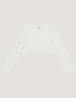 Carmela Crochet Long Sleeve Cardigan Ivory