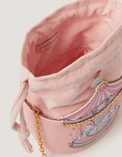 Carousel Print Drawstring Crossbody Bag