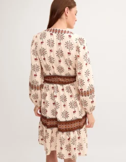 Carrie Floral Print Mini Dress Ivory