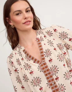 Carrie Print Blouse Ivory
