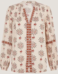 Carrie Print Blouse Ivory