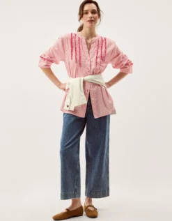Ceres Frill Stripe Shirt Red