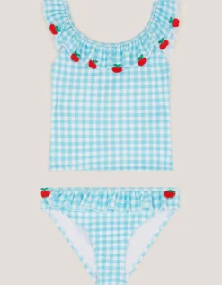 Cherry Gingham Tankini Set Green