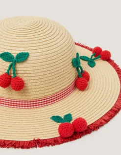 Cherry Straw Sun Hat Natural