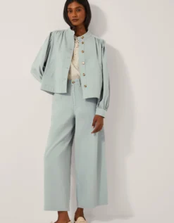 Ciara Cropped Wide Leg Jeans Blue