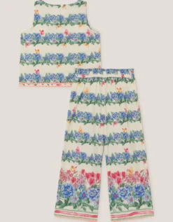 Clara Floral Print Top & Trouser Set Ivory