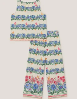 Clara Floral Print Top & Trouser Set Ivory