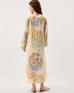 Clemence Amelie Tie Front Floral Midi Dress Cream