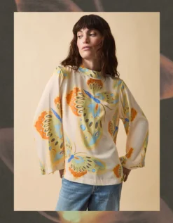 Clemence Aurelie Butterfly Top Ivory