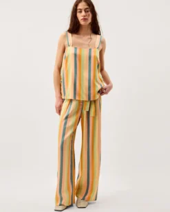 Clemence Elodie Stripe Wide Leg Trousers Multi