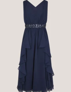 Clemmie Sequin Chiffon Prom Dress Blue
