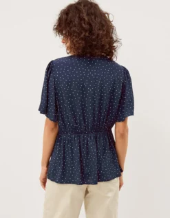 Cleo Lace Polka Dot Top Blue