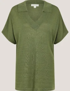 Cloe Knitted Collar Top Green