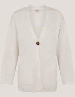 Clo Knit Single-Button Cardigan Ivory