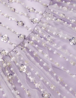 Colette Pearl Long Sleeve Party Dress Purple