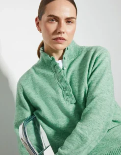 Connie Half Button Jumper Green