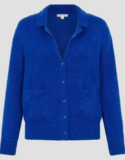 Cora V-Neck Collared Cardigan Blue
