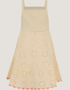 Crochet Broderie Dress White
