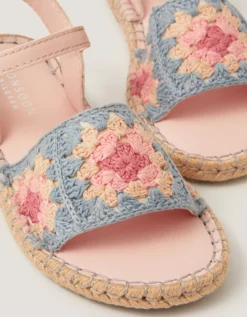 Crochet Flower Espadrille Sandals Multi