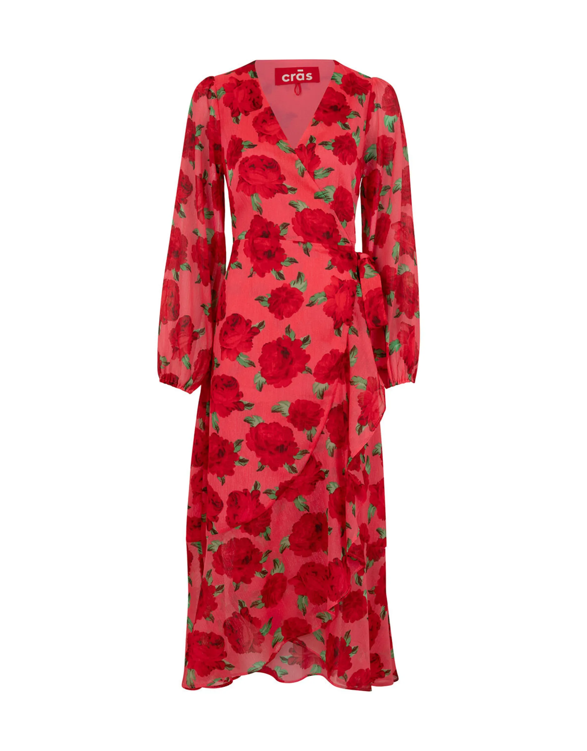 Crās Floral Wrap Dress Red